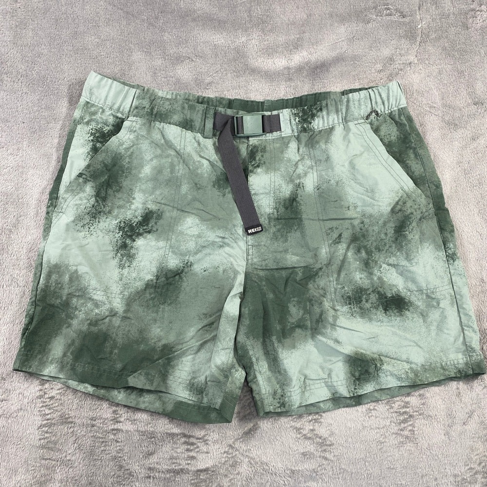 REI Co-op‎ Sahara Amphib Hiking Shorts Men XL Green Camo Belt Hiking